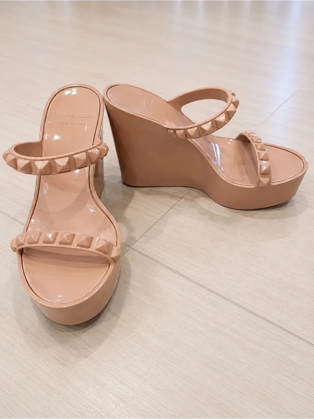Carmen Sol Tonino Wedge Blush Jelly Platform Sandals Made in Italy Size 9